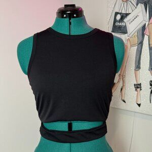 Black Sleeveless Crop Top Cutout Back Size Medium